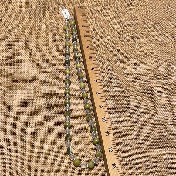 Serpentine Stone Glass Beads Crystal spacers adjustable necklace healing - Picture 6 of 10